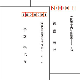 宛名が2ヶ所の場合
